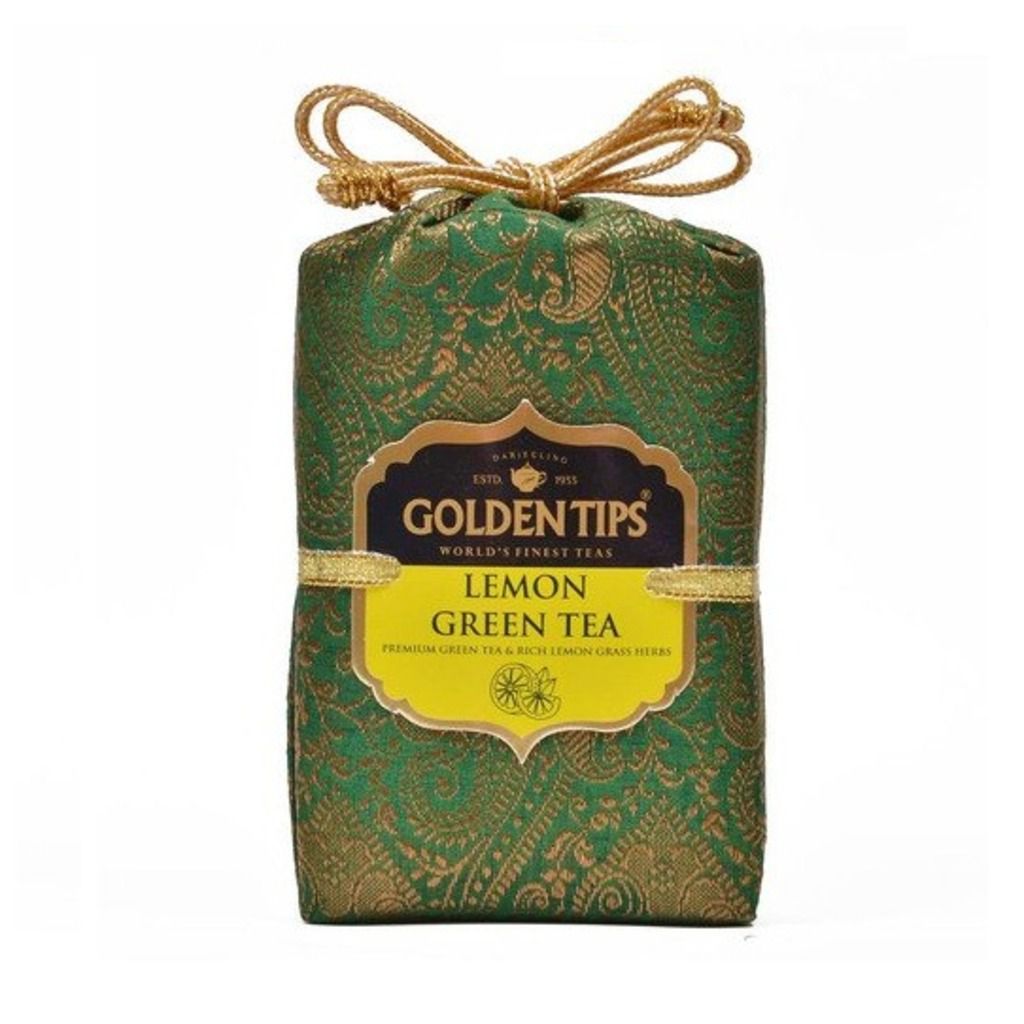 Golden Tips Lemon Green Tea Royal Brocade Cloth Bag