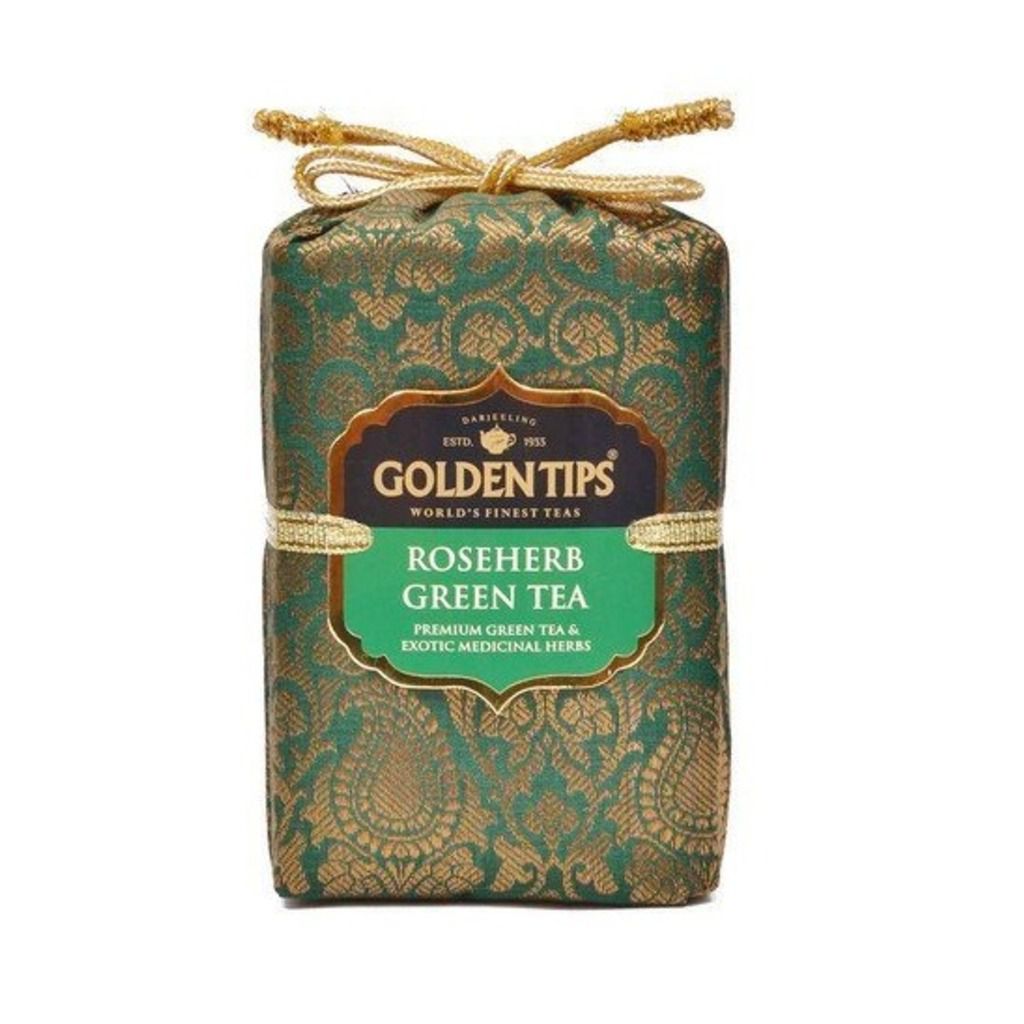 Golden Tips Roseherb Green Tea Royal Brocade Cloth Bag